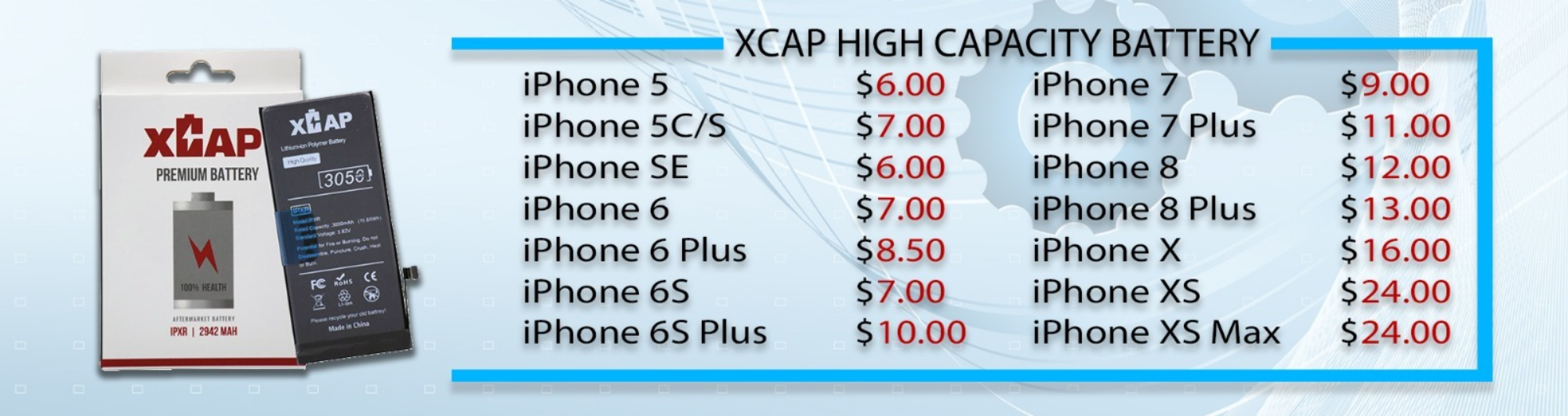 NEW XCAP HIGH CAPACITY BATTERY IN STOCK!!